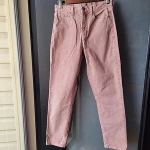 American Eagle Corduroy Pants Size 2 Super Stretch Soft Pink Color Rise 11" In